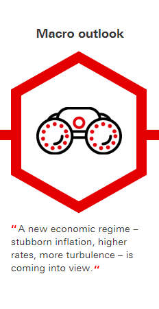 Macro outlook: A new economic regime – stubborn inflation, higher rates, more turbulence – is coming into view.